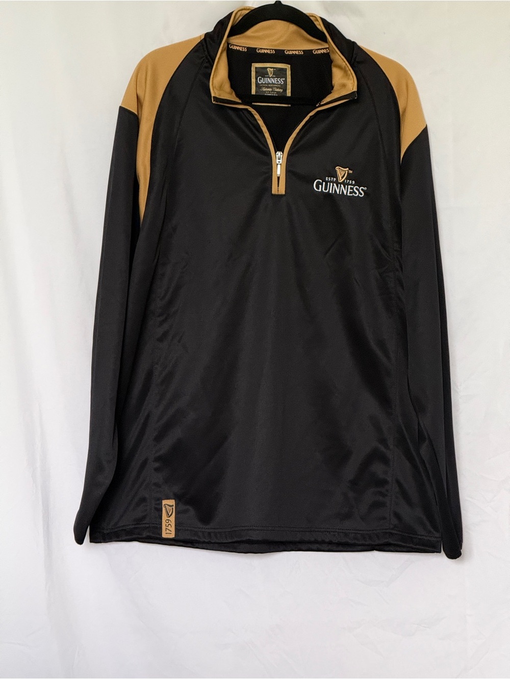 Guinness Official Merchandise Quarter Zip Pullover XXL Black & Gold